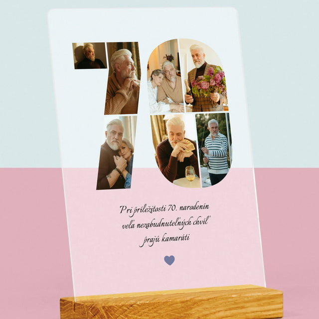 Tvar Z Fotografií: 70. Narodeniny Venovanie - Tlač Na Akrylové Sklo 