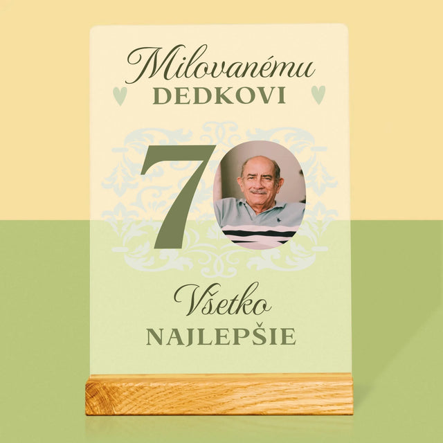 Fotografia A Podpis: Milovanému Dedkovi, Všetko Najlepšie - Tlač Na Akrylové Sklo 