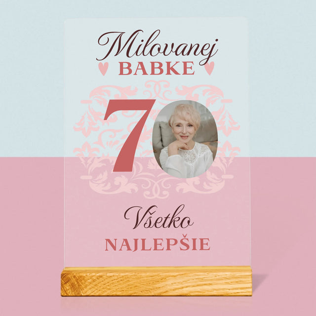Fotografia A Podpis: Milovanej Babke, Všetko Najlepšie - Tlač Na Akrylové Sklo 