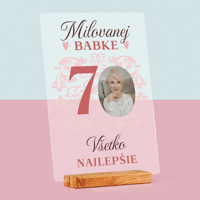 Fotografia A Podpis: Milovanej Babke, Všetko Najlepšie - Tlač Na Akrylové Sklo 