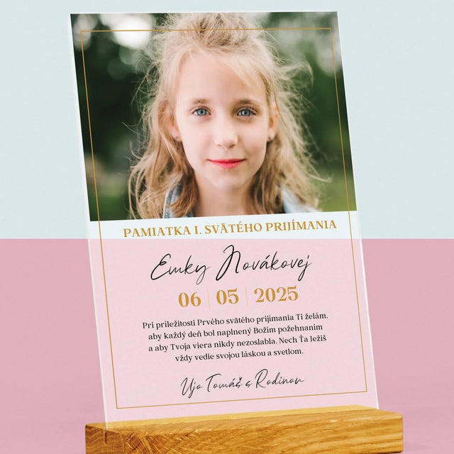 Fotografia A Podpis: Priania Pri Príležitosti Prvého Svätého Prijímania - Tlač Na Akrylové Sklo 