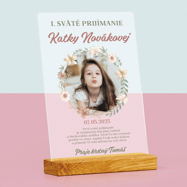 Fotografia A Podpis: Prvé Sväté Prijímanie Kvety - Tlač Na Akrylové Sklo 