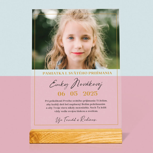Fotografia A Podpis: Priania Pri Príležitosti Prvého Svätého Prijímania - Tlač Na Akrylové Sklo 