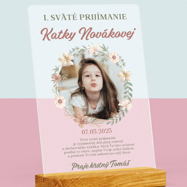 Fotografia A Podpis: Prvé Sväté Prijímanie Kvety - Tlač Na Akrylové Sklo 