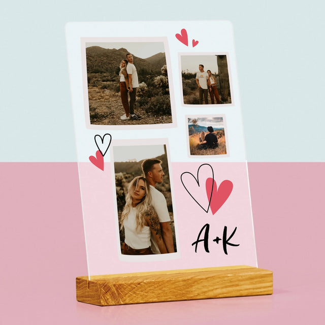 Fotokoláž: Srdiečka Iniciály - Tlač Na Akrylové Sklo 