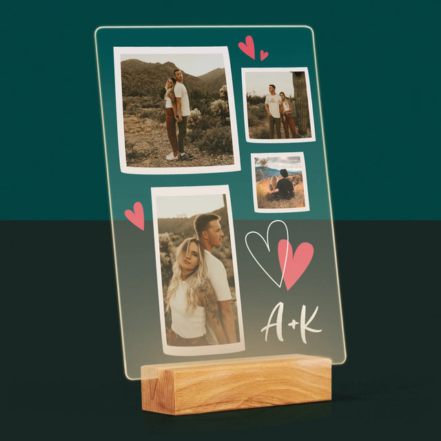 Fotokoláž: Srdiečka Iniciály - Tlač Na Akrylové Sklo 