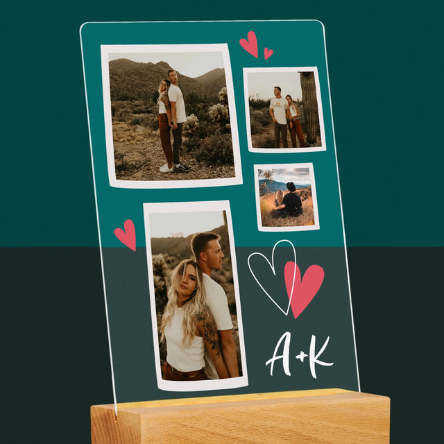 Fotokoláž: Srdiečka Iniciály - Tlač Na Akrylové Sklo 