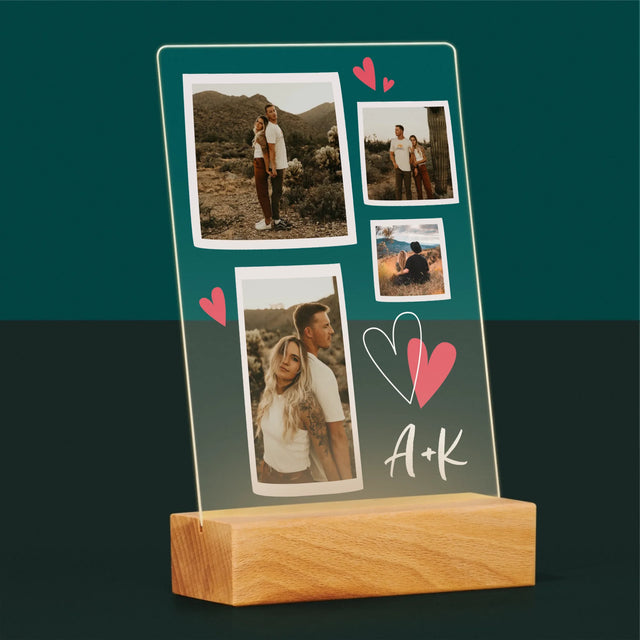 Fotokoláž: Srdiečka Iniciály - Tlač Na Akrylové Sklo 