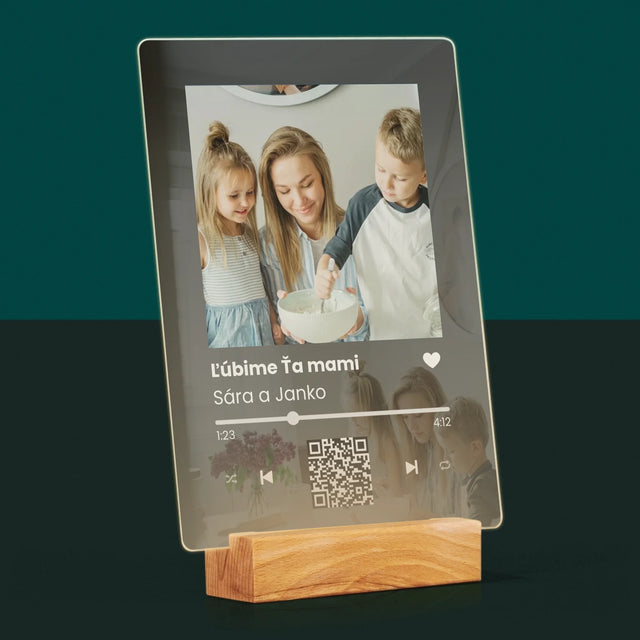 Fotografia A Podpis: Spotify S Qr Kódom Pre Mamu - Tlač Na Akrylové Sklo 