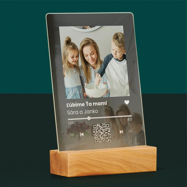 Fotografia A Podpis: Spotify S Qr Kódom Pre Mamu - Tlač Na Akrylové Sklo 