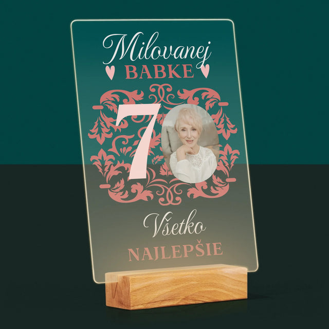 Fotografia A Podpis: Milovanej Babke, Všetko Najlepšie - Tlač Na Akrylové Sklo 