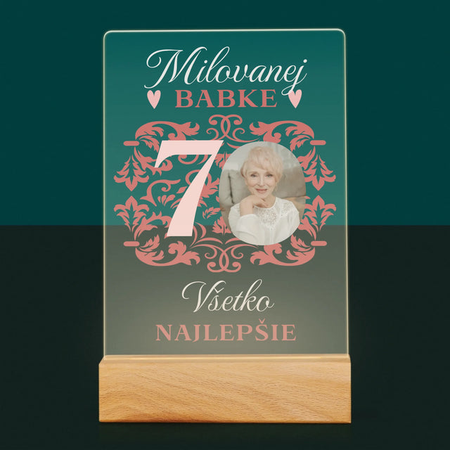 Fotografia A Podpis: Milovanej Babke, Všetko Najlepšie - Tlač Na Akrylové Sklo 