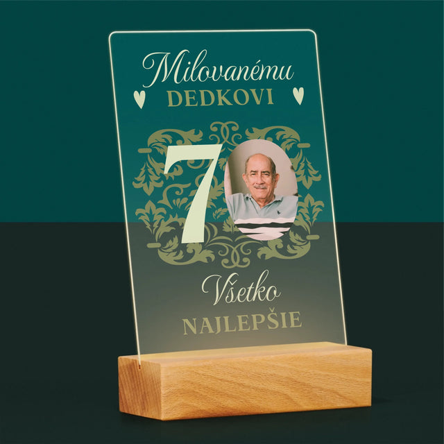 Fotografia A Podpis: Milovanému Dedkovi, Všetko Najlepšie - Tlač Na Akrylové Sklo 