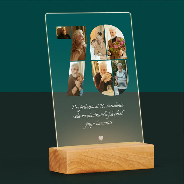 Tvar Z Fotografií: 70. Narodeniny Venovanie - Tlač Na Akrylové Sklo 