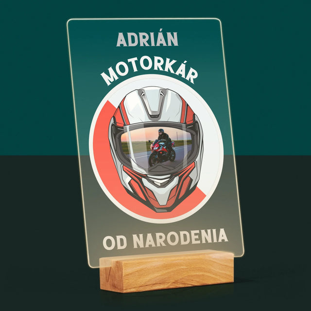 Fotografia A Podpis: Motorkár Od Narodenia - Tlač Na Akrylové Sklo 
