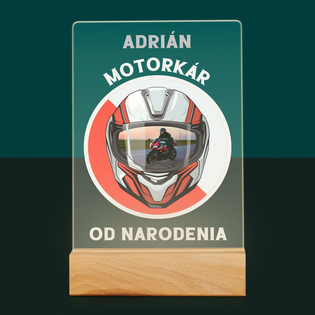 Fotografia A Podpis: Motorkár Od Narodenia - Tlač Na Akrylové Sklo 