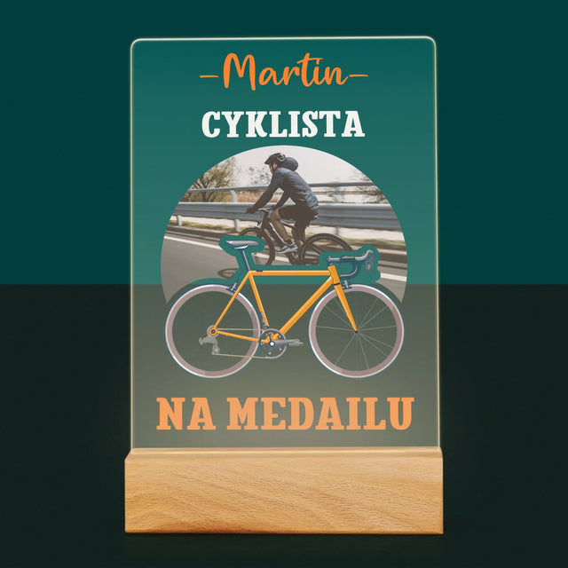 Fotografia A Podpis: Cyklista Na Medailu - Tlač Na Akrylové Sklo 