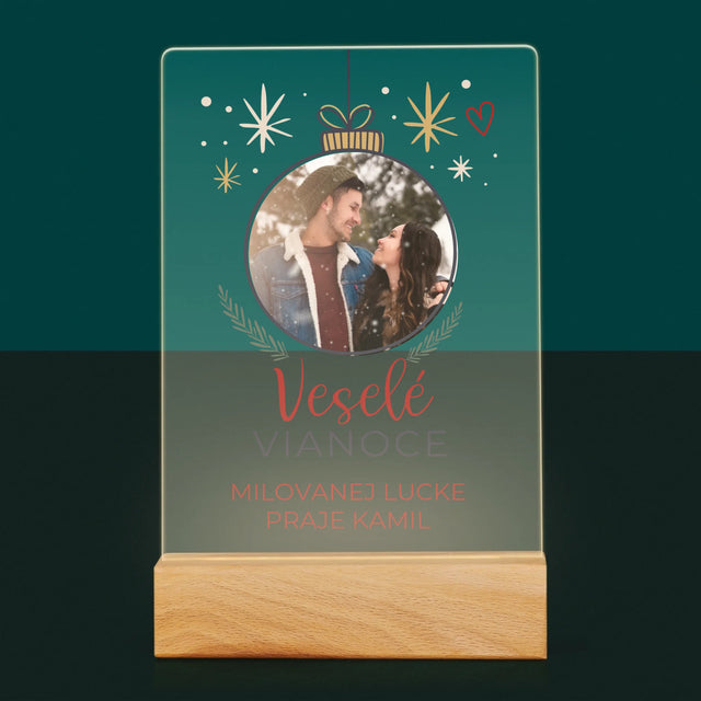 Fotografia A Podpis: Veselé Vianoce Guľa - Tlač Na Akrylové Sklo 