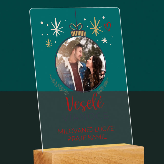 Fotografia A Podpis: Veselé Vianoce Guľa - Tlač Na Akrylové Sklo 