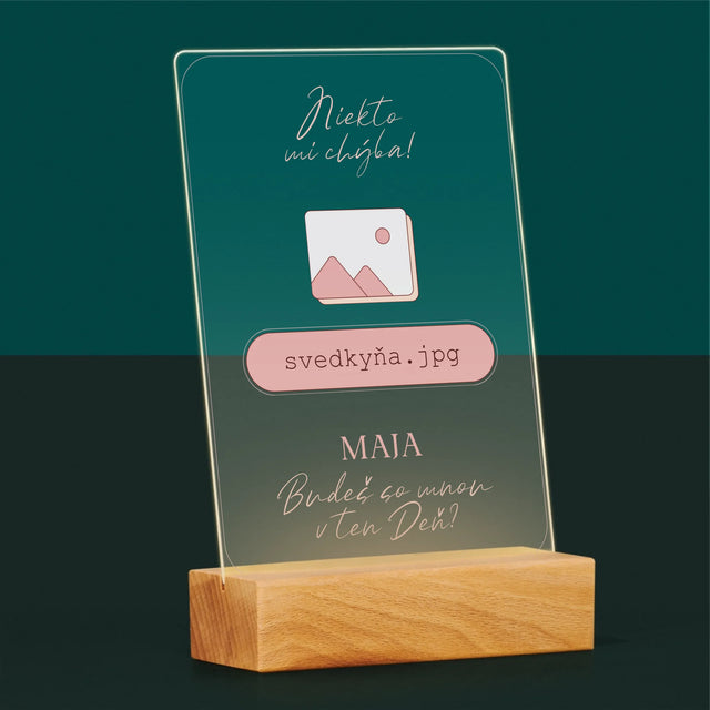 Meno A Podpis: Niekto Mi Chýba Svedkyňa - Tlač Na Akrylové Sklo (Vertikálne)