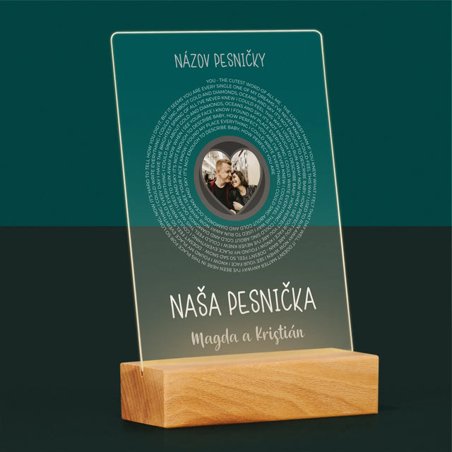 Fotografia A Podpis: Naša Pesnička S Textom - Tlač Na Akrylové Sklo 
