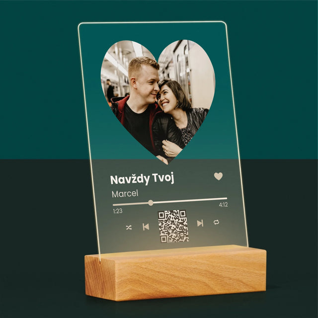 Fotografia A Podpis: Naša Pesnička Srdce Qr Kód - Tlač Na Akrylové Sklo 