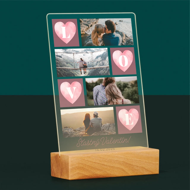 Fotokoláž: Srdiečka Love - Tlač Na Akrylové Sklo 