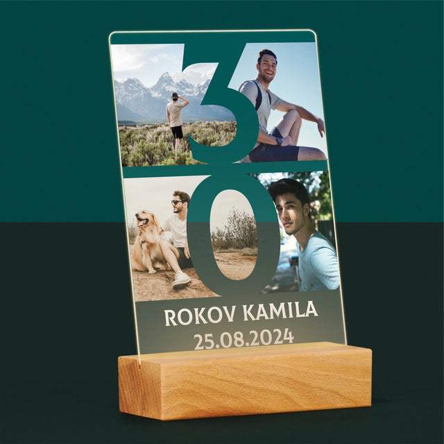Fotokoláž: 30 Rokov Číslo Fotografie - Tlač Na Akrylové Sklo 
