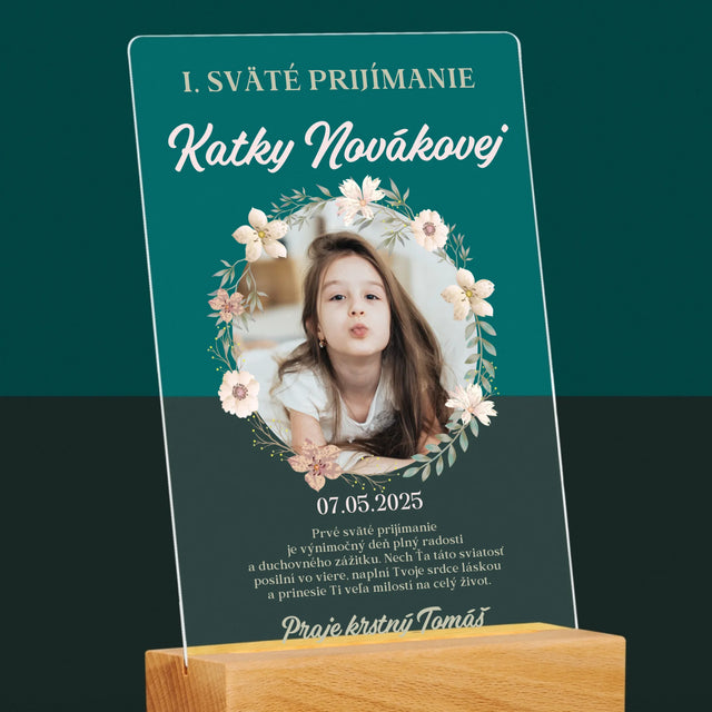 Fotografia A Podpis: Prvé Sväté Prijímanie Kvety - Tlač Na Akrylové Sklo 