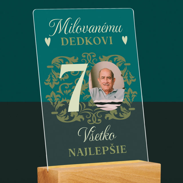 Fotografia A Podpis: Milovanému Dedkovi, Všetko Najlepšie - Tlač Na Akrylové Sklo 