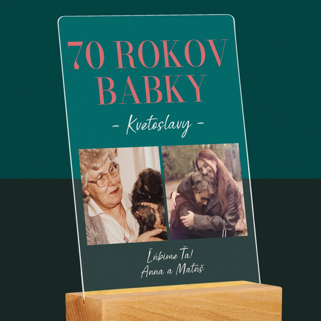 Fotokoláž: 70 Rokov Babky - Tlač Na Akrylové Sklo 