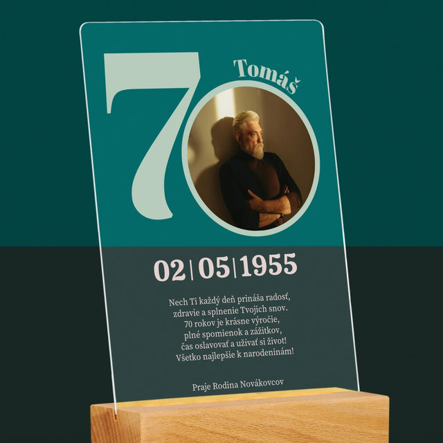 Fotografia A Podpis: 70. Narodeniny Venovanie - Tlač Na Akrylové Sklo 