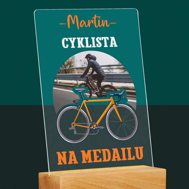 Fotografia A Podpis: Cyklista Na Medailu - Tlač Na Akrylové Sklo 