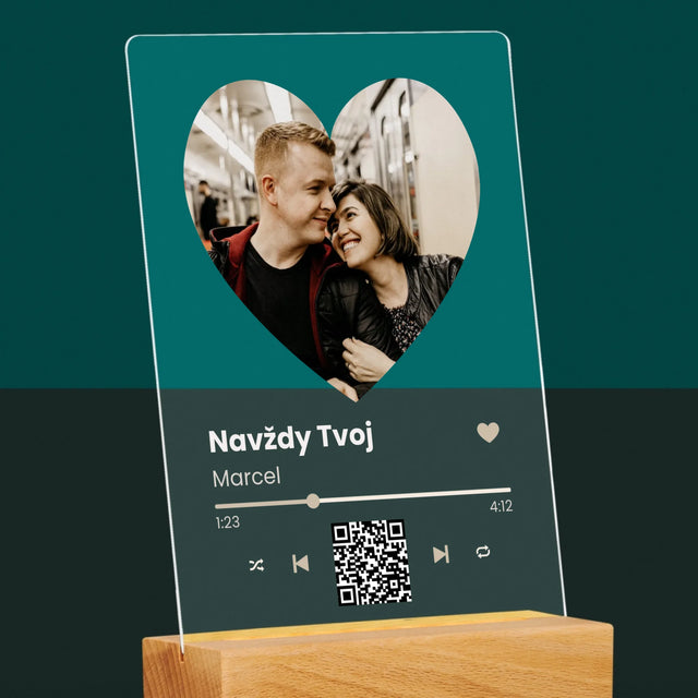 Fotografia A Podpis: Naša Pesnička Srdce Qr Kód - Tlač Na Akrylové Sklo 