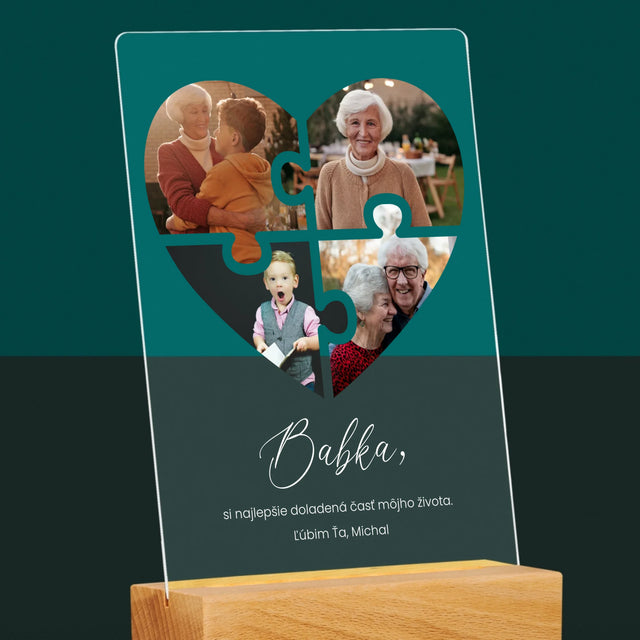 Fotokoláž: Puzzle Srdce Pre Babku - Tlač Na Akrylové Sklo 
