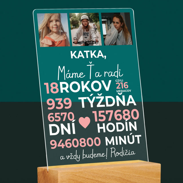 Fotokoláž: Máme Ťa Radi 18 Rokov - Tlač Na Akrylové Sklo 