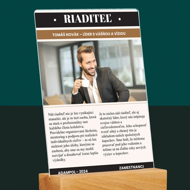 Obálka Časopisu: Riaditeľ - Tlač Na Akrylové Sklo 