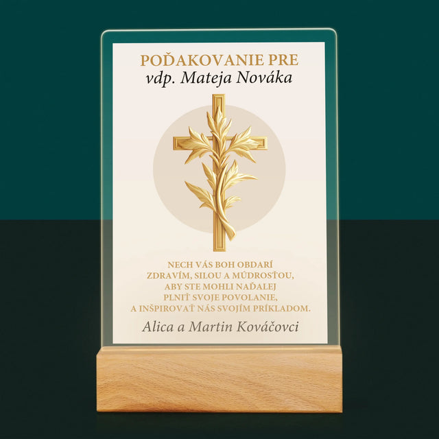 Meno A Podpis: Poďakovanie Božiemu Služobníkovi - Tlač Na Akrylové Sklo (Vertikálne)
