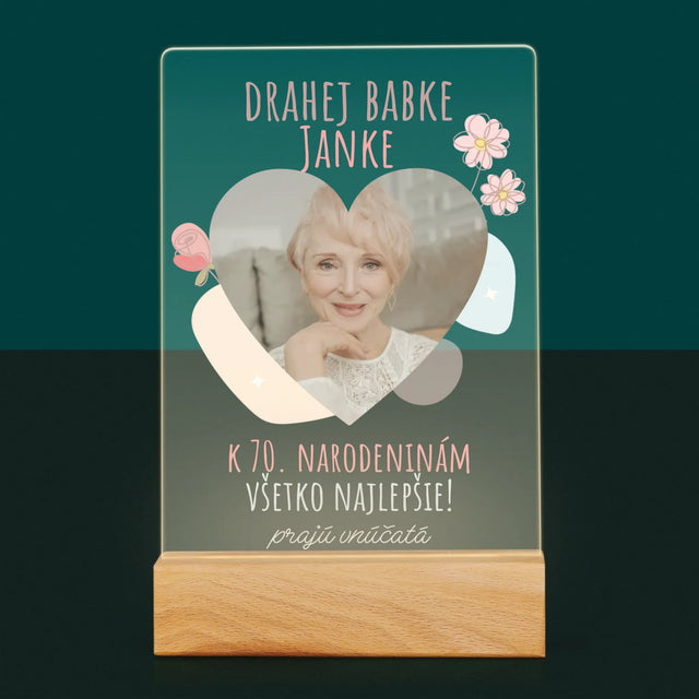 Fotografia A Podpis: Drahej Babke K Narodeninám - Tlač Na Akrylové Sklo 