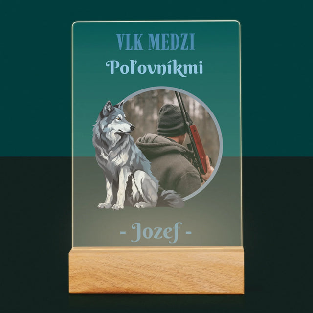 Fotografia A Podpis: Vlk Medzi Poľovníkmi - Tlač Na Akrylové Sklo 