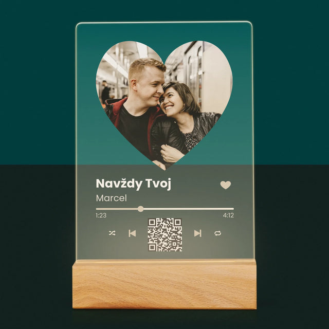 Fotografia A Podpis: Naša Pesnička Srdce Qr Kód - Tlač Na Akrylové Sklo 