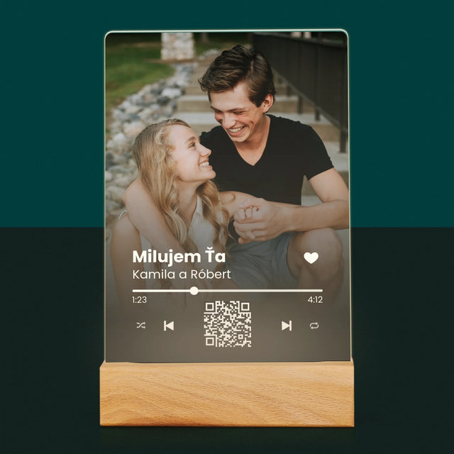 Fotografia A Podpis: Vaša Pesnička Qr Kód - Tlač Na Akrylové Sklo 