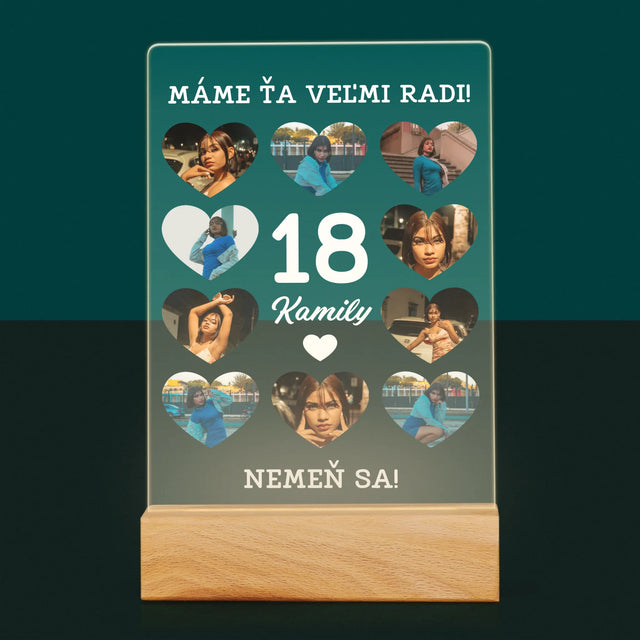 Fotokoláž: 18 Srdcia - Tlač Na Akrylové Sklo 