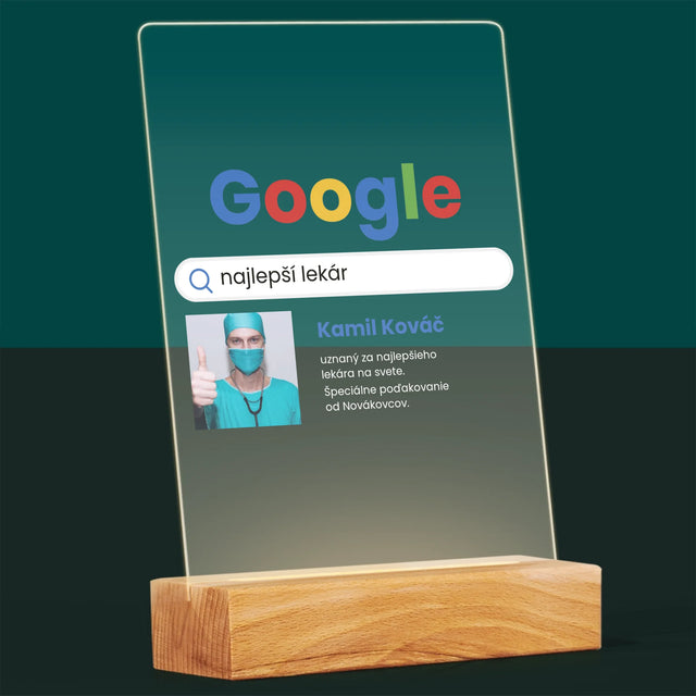 Fotografia A Podpis: Najlepší Lekár Výsledok Google - Tlač Na Akrylové Sklo (Vertikálne)