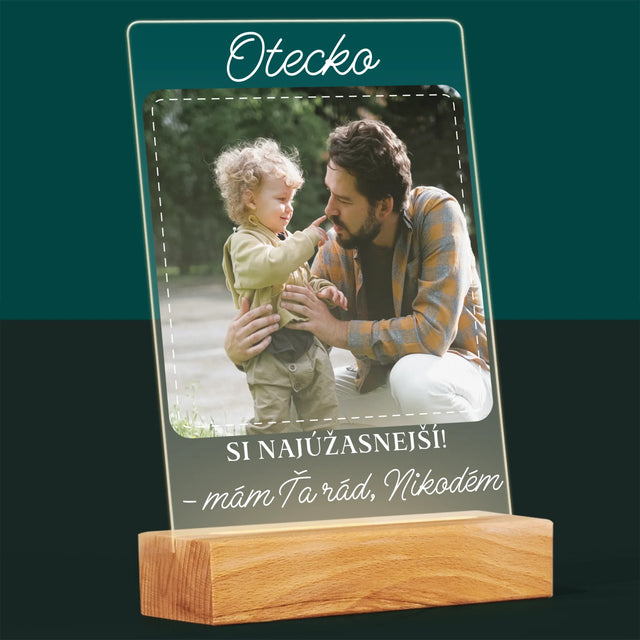 Fotografia A Podpis: Najúžasnejší Otec - Tlač Na Akrylové Sklo (Vertikálne)