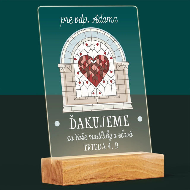 Meno A Podpis: Ďakujeme Za Vaše Modlitby - Tlač Na Akrylové Sklo (Vertikálne)