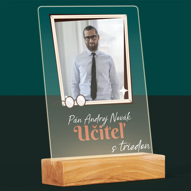 Fotografia A Podpis: Učiteľ S Triedou - Tlač Na Akrylové Sklo (Vertikálne)