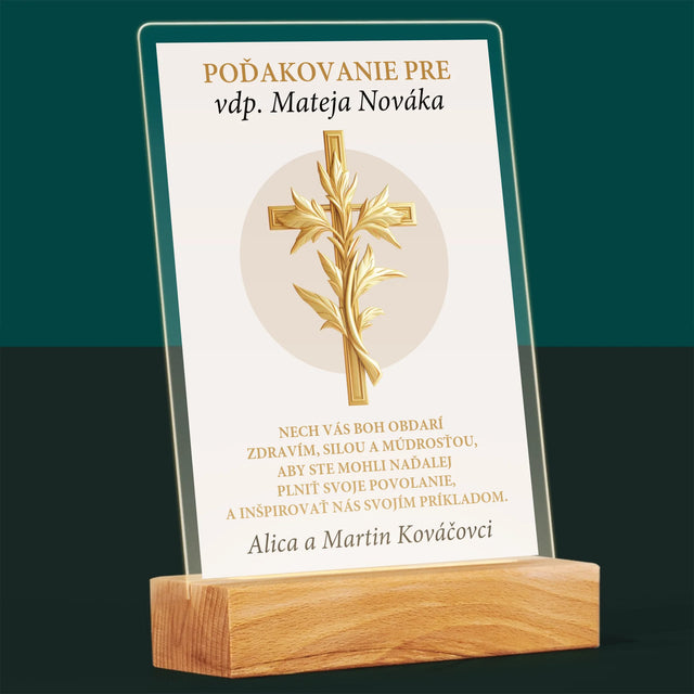 Meno A Podpis: Poďakovanie Božiemu Služobníkovi - Tlač Na Akrylové Sklo (Vertikálne)
