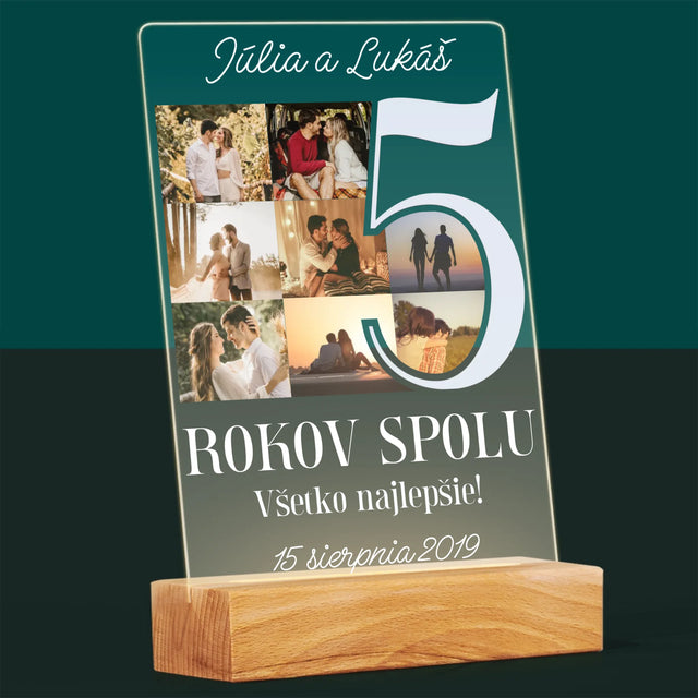 Fotokoláž: 5 Rokov Spolu - Tlač Na Akrylové Sklo (Vertikálne)