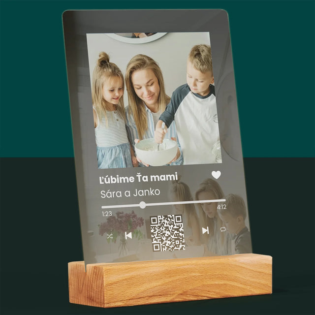 Fotografia A Podpis: Spotify S Qr Kódom Pre Mamu - Tlač Na Akrylové Sklo 